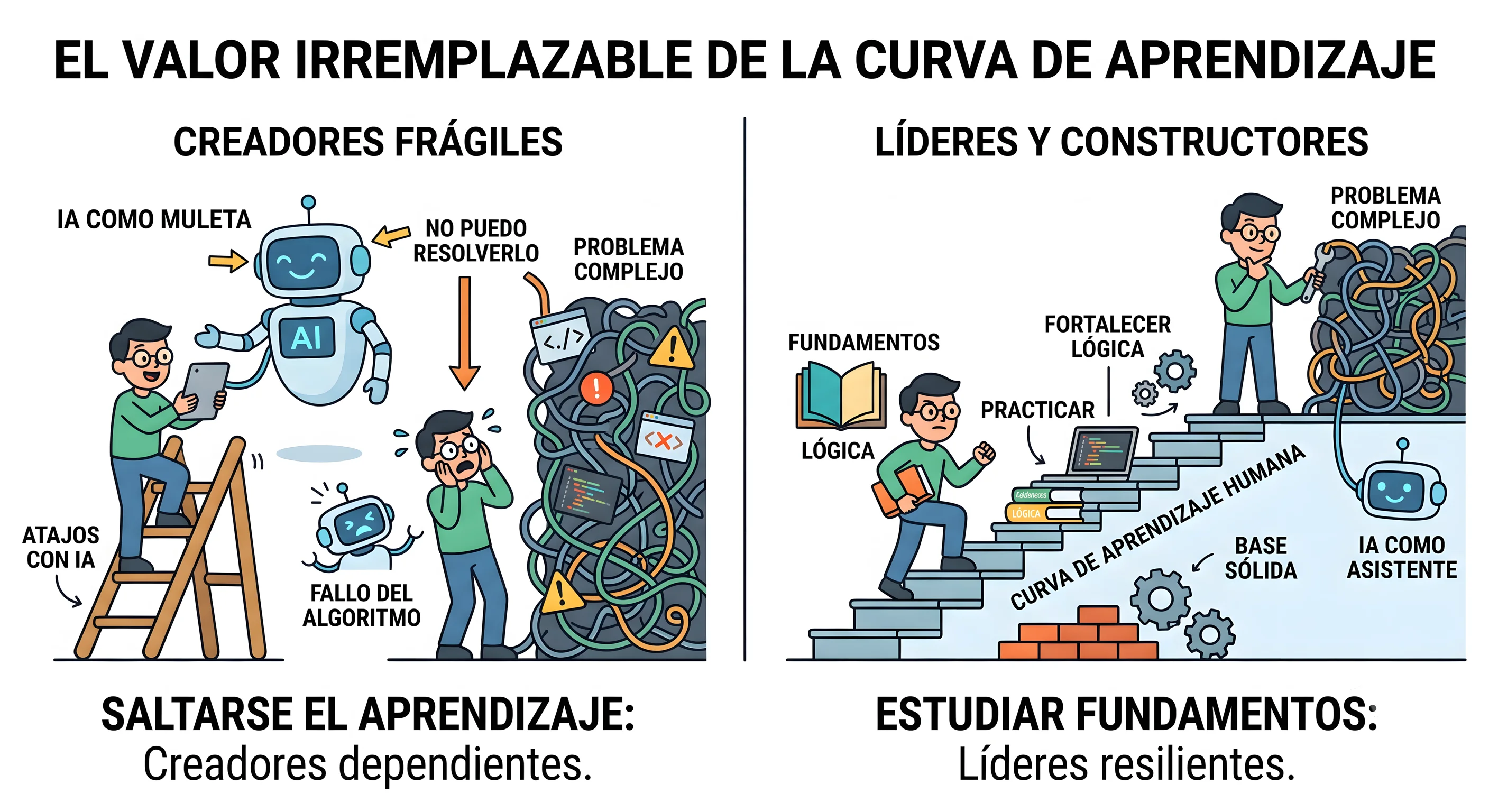 En esta imagen puedes ver en una infografía, como es de importante aquel valor irremplazable que te otorga la curva de aprendizaje